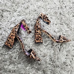 Sam Edelman Circus Patent Leopard Sandal Heel Size 7